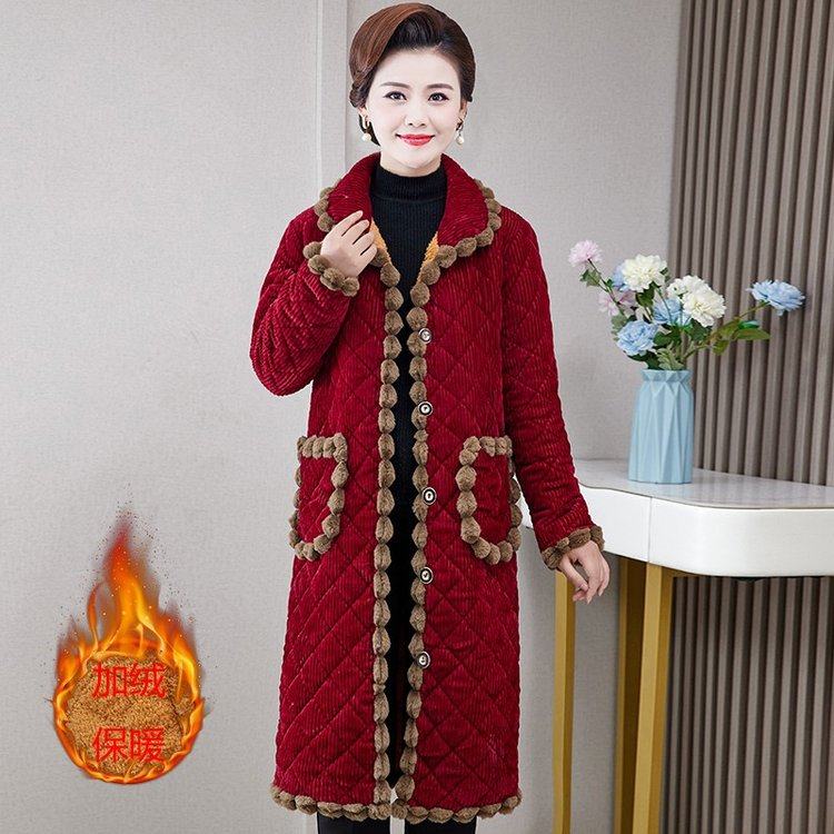 妈妈冬装加绒棉袄洋气大码图片