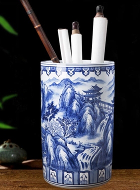 景德镇陶瓷手绘书画收纳卷轴缸