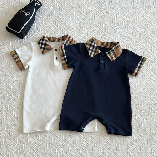 夏季短袖POLO翻领帅气宝宝爬爬服