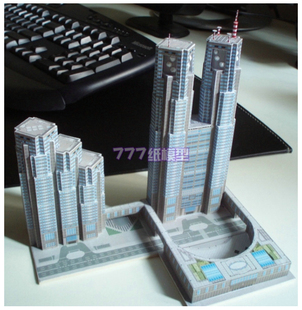 [777纸模型]世界城市摩天楼系列46 办公楼高楼建筑沙盘模型