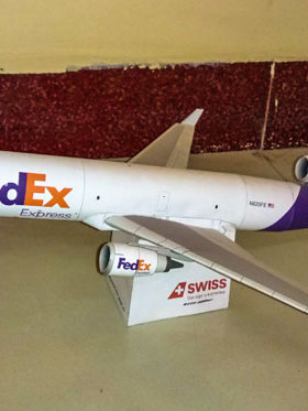 纸模型非成品麦道 MD-11 Fedex联邦快递民航客机飞机 1:72 1:100