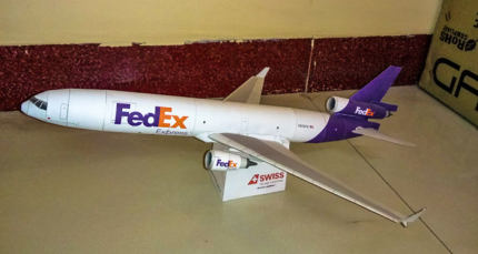 纸模型非成品麦道 MD-11 Fedex联邦快递民航客机飞机 1:72 1:100