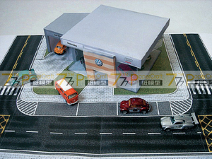 [777纸模型]大众汽车展厅4S店及道路1:64 1:43 1:87车模建筑场景