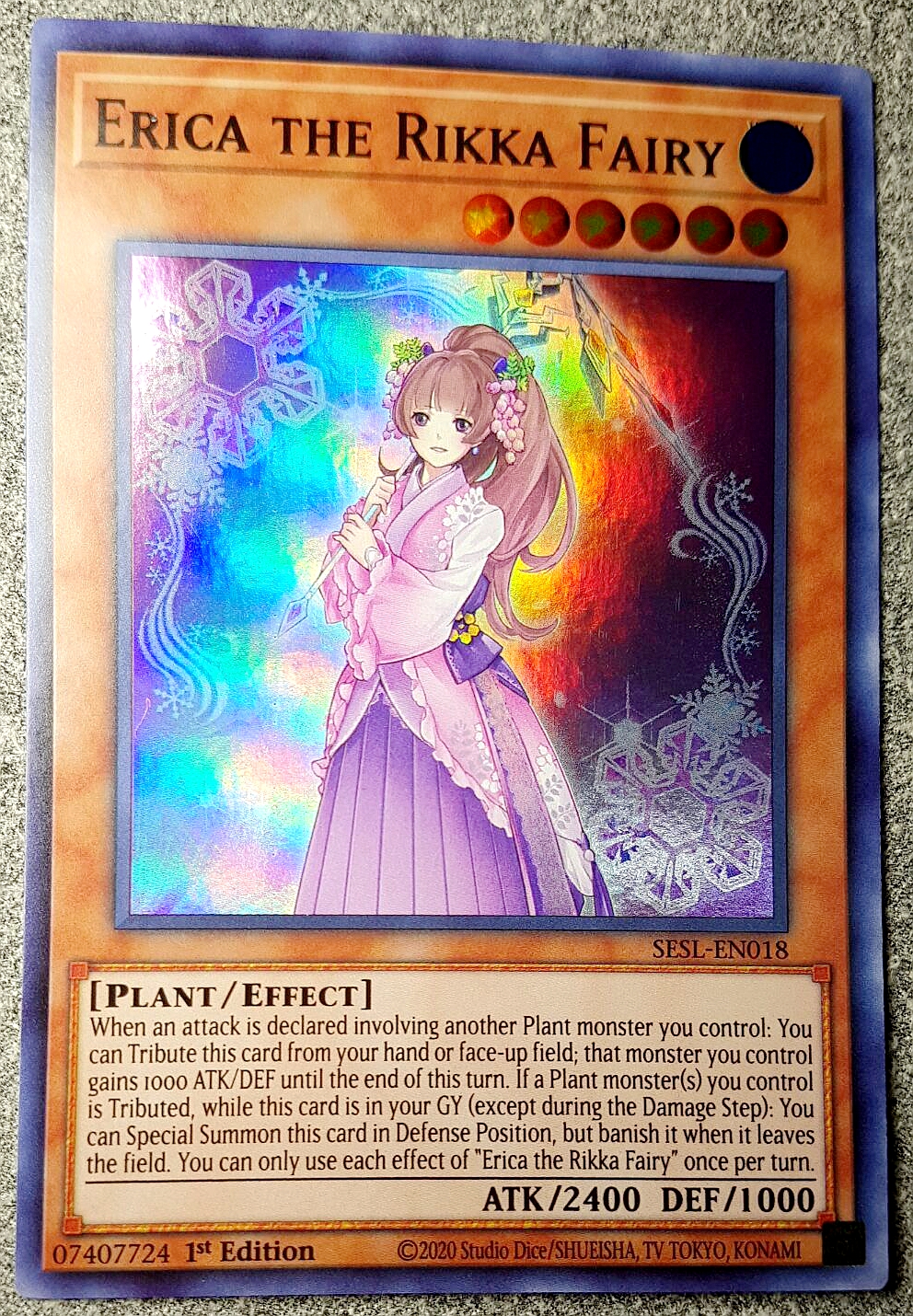 游戏王 美英一刷 SESL-EN018 SR 六花精 欧石楠 KA1