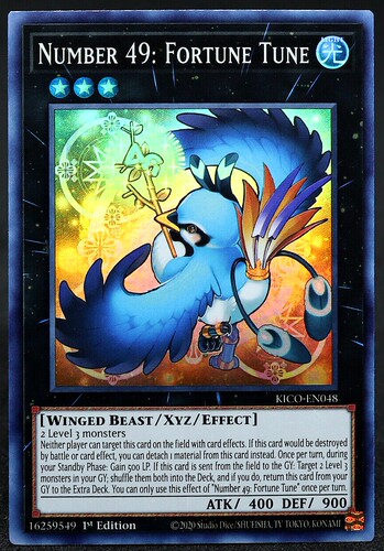 游戏王 美英一刷 kico-en048 SR  No.49 秘鸟 幸运啾啾鸟Z1BC GT2