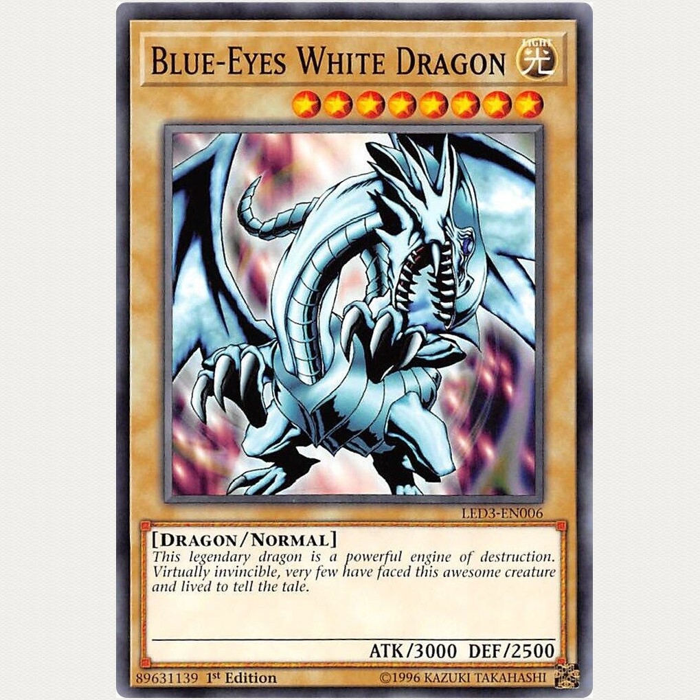 游戏王美英1刷LED3-EN006 N青眼白龙Blue-Eyes White Dragon M9C