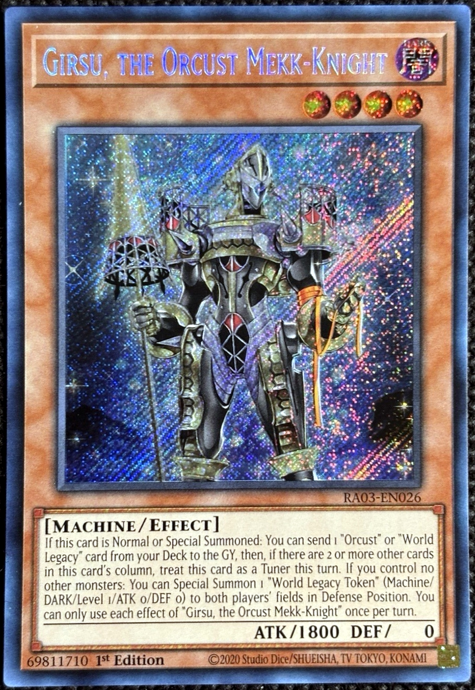 游戏王美英1刷RA03-EN026scr宵星之骑士吉尔苏自鸣天琴机界骑士HI