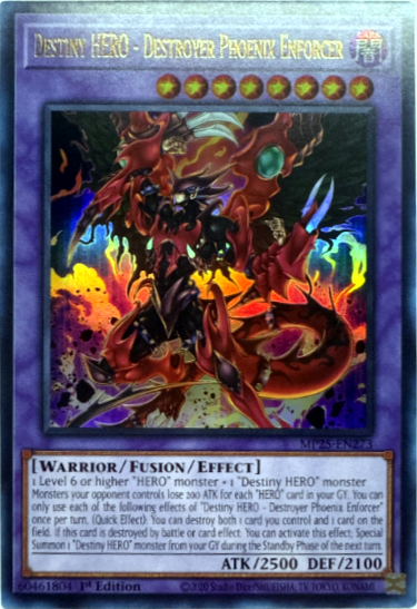 游戏王美英一刷MP25-EN273UR命运英雄-毁灭凤凰人毁灭不死鸟魔MS1