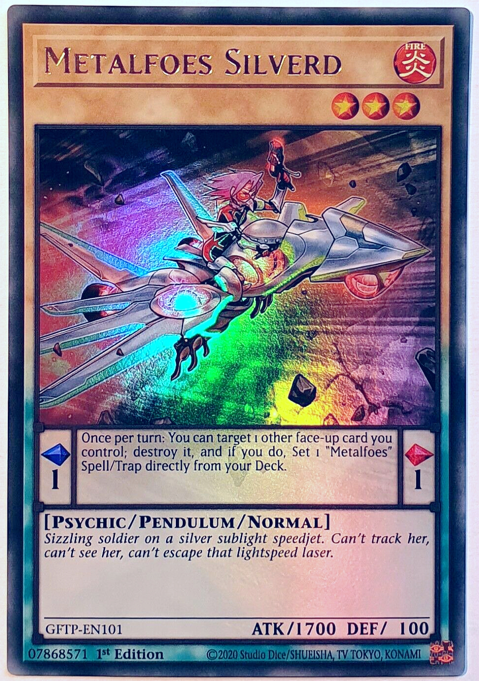 游戏王 美英一刷 GFTP-EN101 UR  炼装勇士·银鸟 V7A