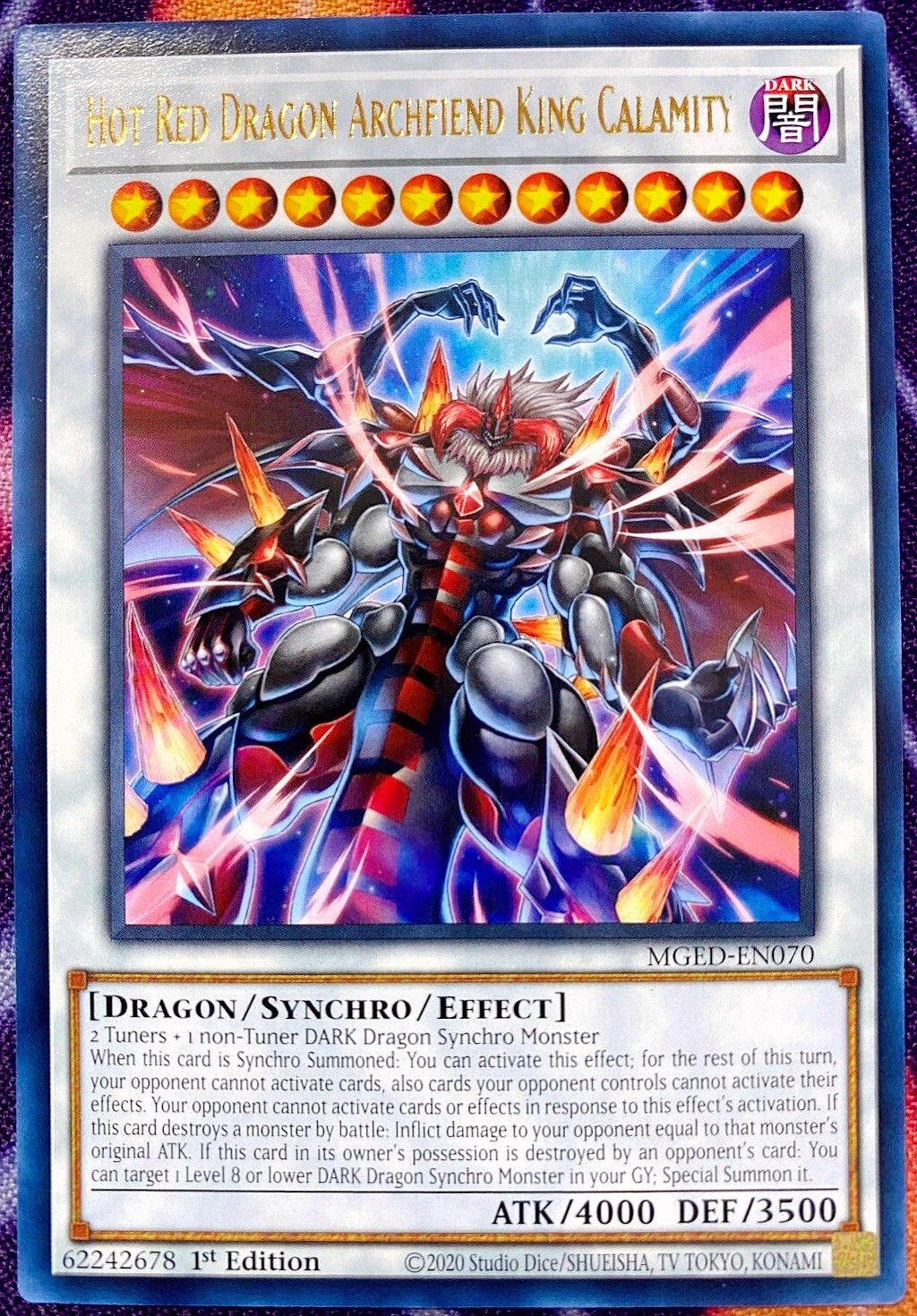 游戏王 美英一刷 mged-en070 金字r 琰魔龙王 红莲魔·厄  s4a