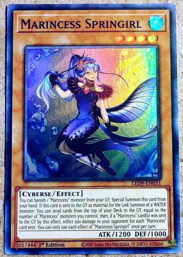 游戏王 美英一刷LED9-EN031SR 海晶少女 活跃少女斯氏金翅雀鲷J8C