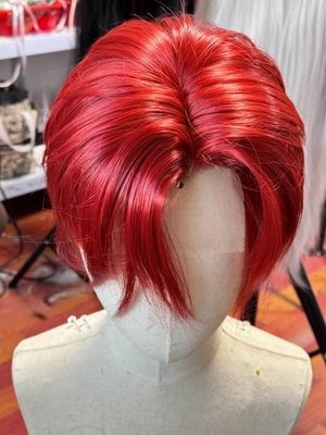 [大又又]代号鸢孙权仿手钩小蕾丝酒红色短发毛胚cos假发薛明薛影