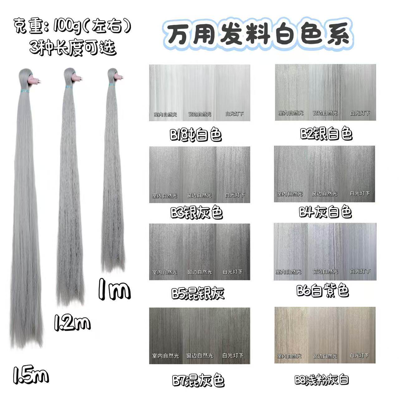 大又又多色cos发料可DIY成发帘 发丝毛娘造型接发BJD假毛发料万用