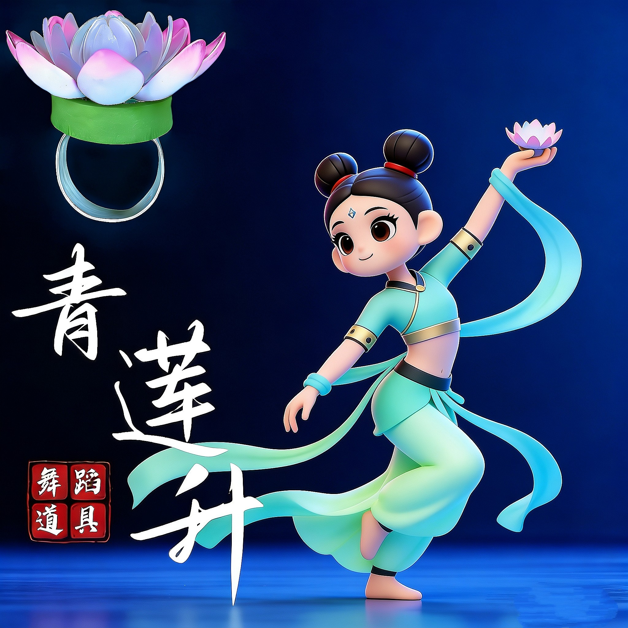 儿童敦煌莲花手捧灯舞蹈演出专用图片