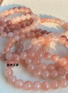 批发天然桃花酿手串女款玉石串珠金丝玉手链单圈多样性发货10mm