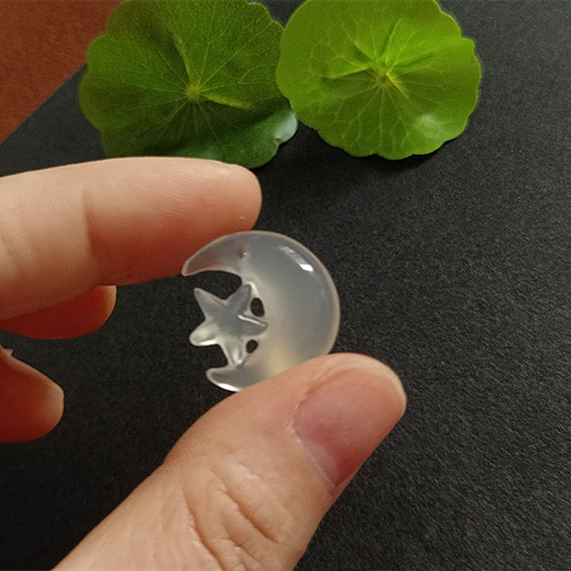 天然冰透白玉髓星月吊坠玛瑙星星月亮创意月光耳坠饰品配饰挂件