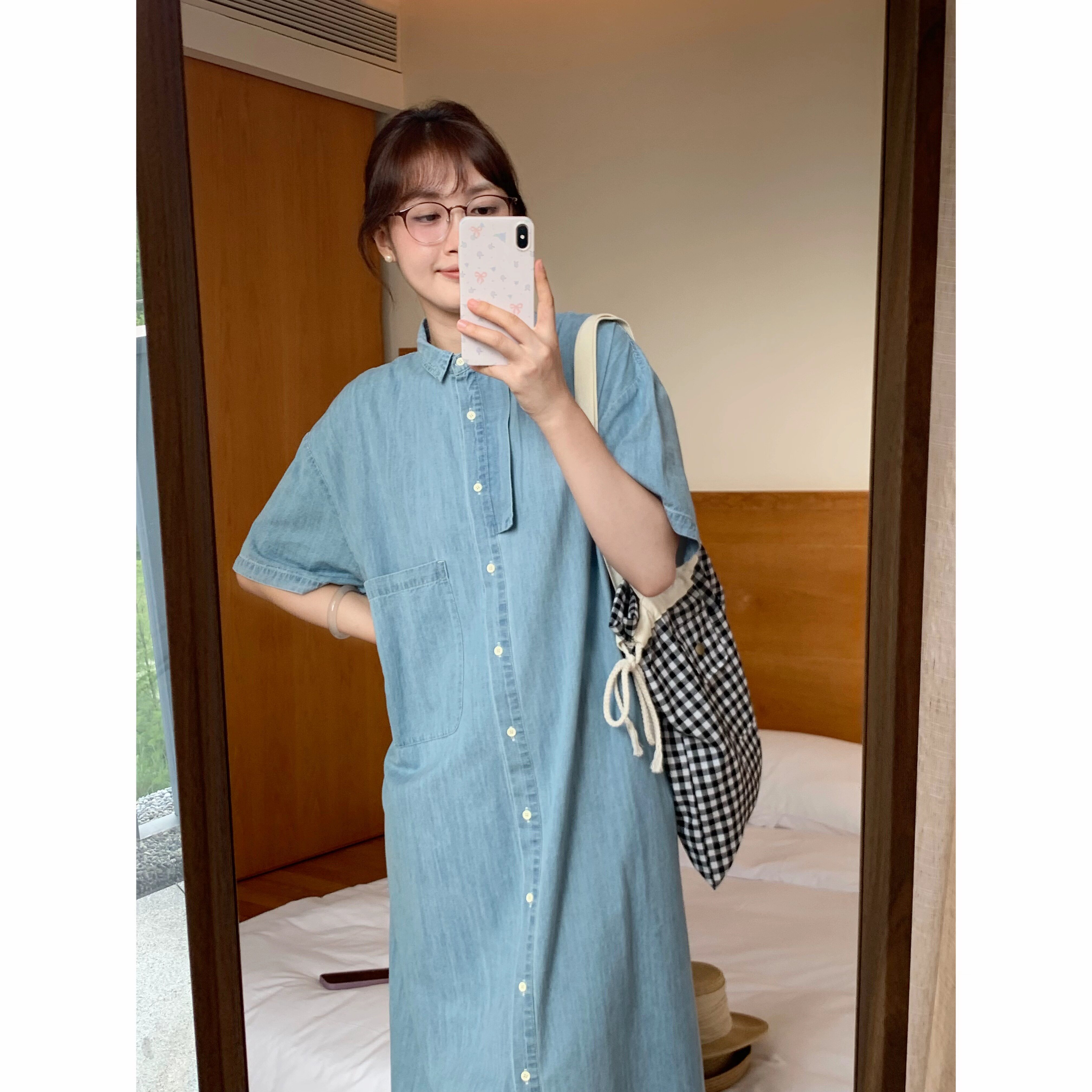 西兰花花 夏季单宁牛仔连衣裙小众设计感女宽松休闲显瘦文艺清新