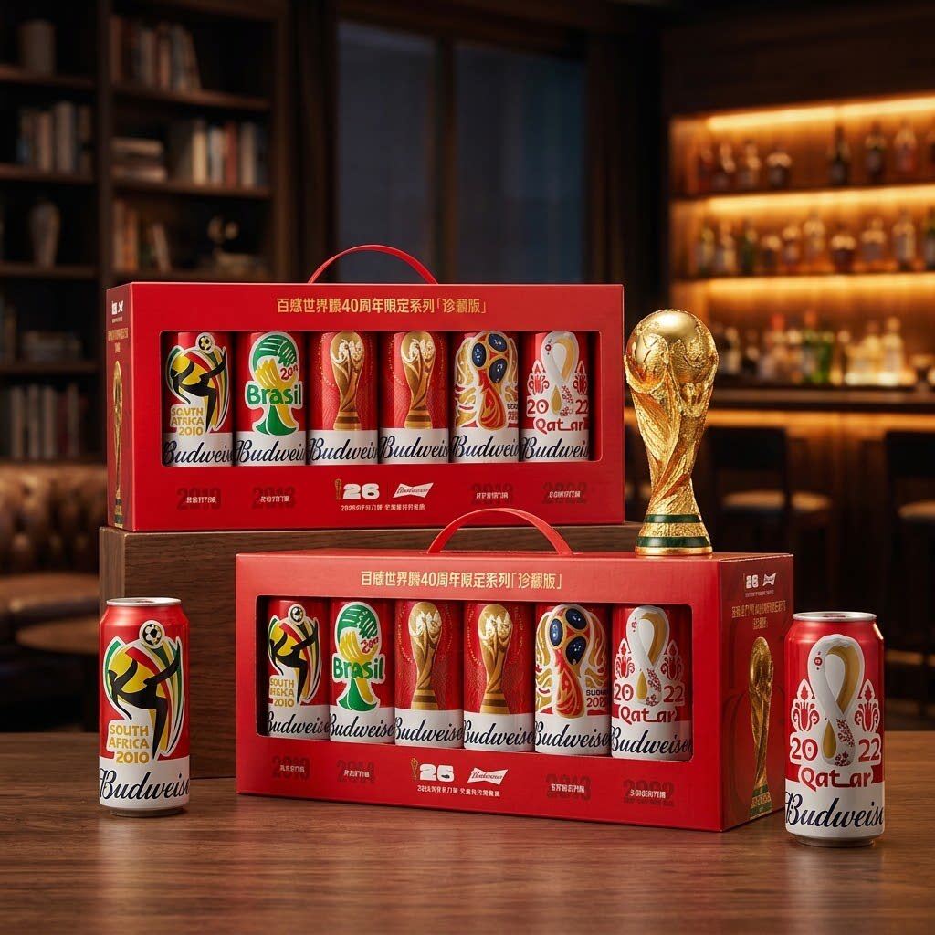 百威世界杯限定"大满贯"啤酒红罐500ml*12听装拉格整箱珍藏版礼盒