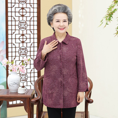 中老年春秋衬衫大码女装妈妈外套