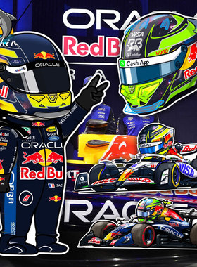 F1赛车6号伊萨克哈贾尔面包超人红牛车队RB22反光车贴摩托汽车贴