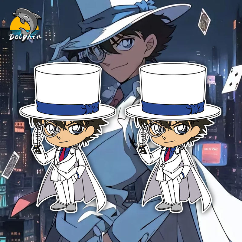 柯南怪盗基德Q版反光车贴电动摩托车身后窗玻璃装饰手账贴行李贴