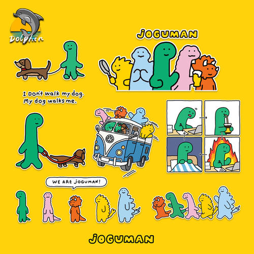 joguman乔古漫小恐龙治愈系反光车贴电动摩托车身后窗玻璃装饰贴