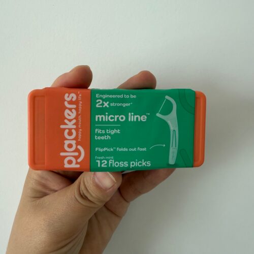 美国Plackers超细扁线剔牙线棒牙签薄荷味便携旅行装12支收纳盒