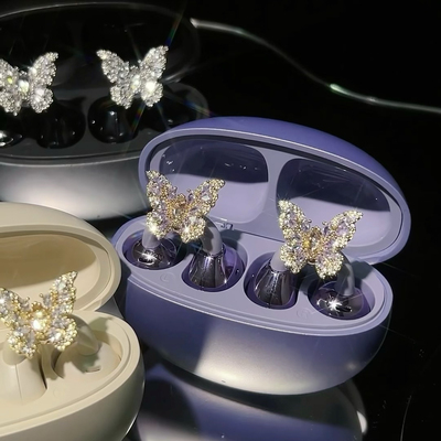 华强北耳夹式蓝牙耳机钻扣紫金蝴蝶freeclip2配饰freeclip钻扣