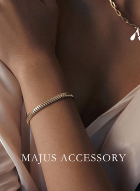 黄金色古巴手链电镀真金