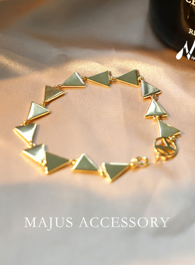 三角S925纯银镀黄金手链