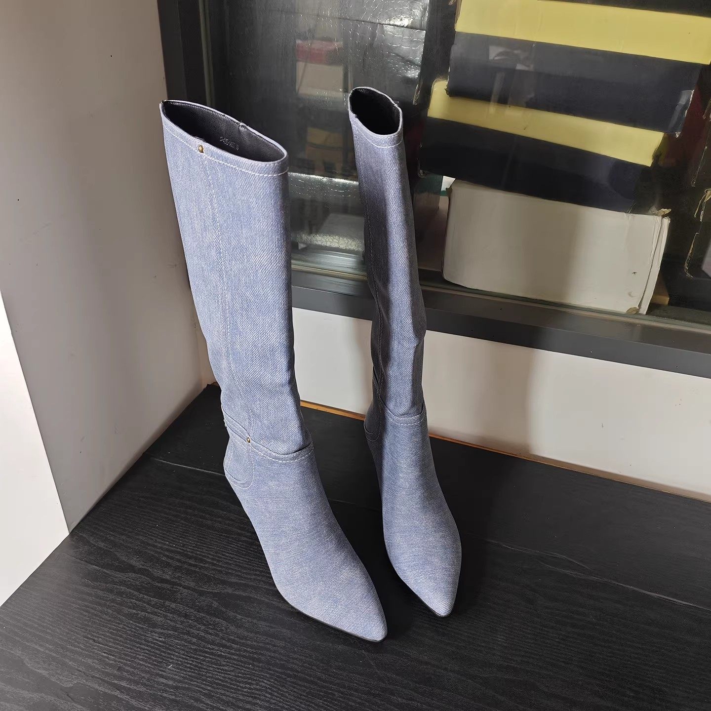 断码清仓捡漏~出俄罗斯单~细高跟踝靴尖头牛仔长靴高筒靴骑士靴,女鞋,骑士靴,淘宝优惠券,粉丝福利购,淘宝优惠卷