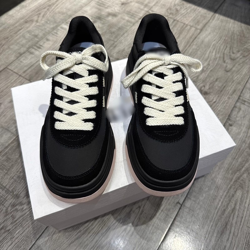 断码清仓捡漏~增高厚底真皮舒适百搭休闲鞋女低帮系带运动板鞋