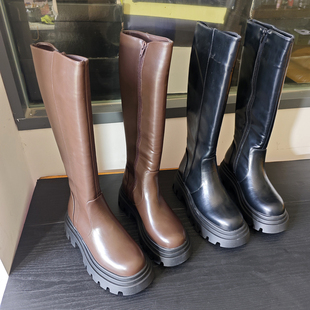少量 超显腿瘦显腿长厚底长筒靴高筒靴不过膝靴女长靴 出口日单