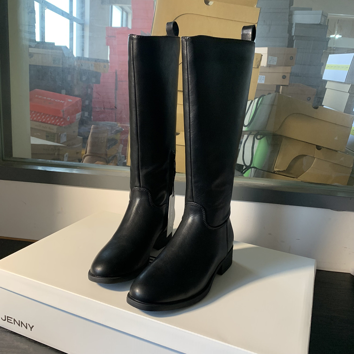 出欧美单~2025年秋冬不过膝长筒靴女圆头低跟骑士靴高筒靴百搭款,女鞋,时装靴,淘宝优惠券,粉丝福利购,淘宝优惠卷