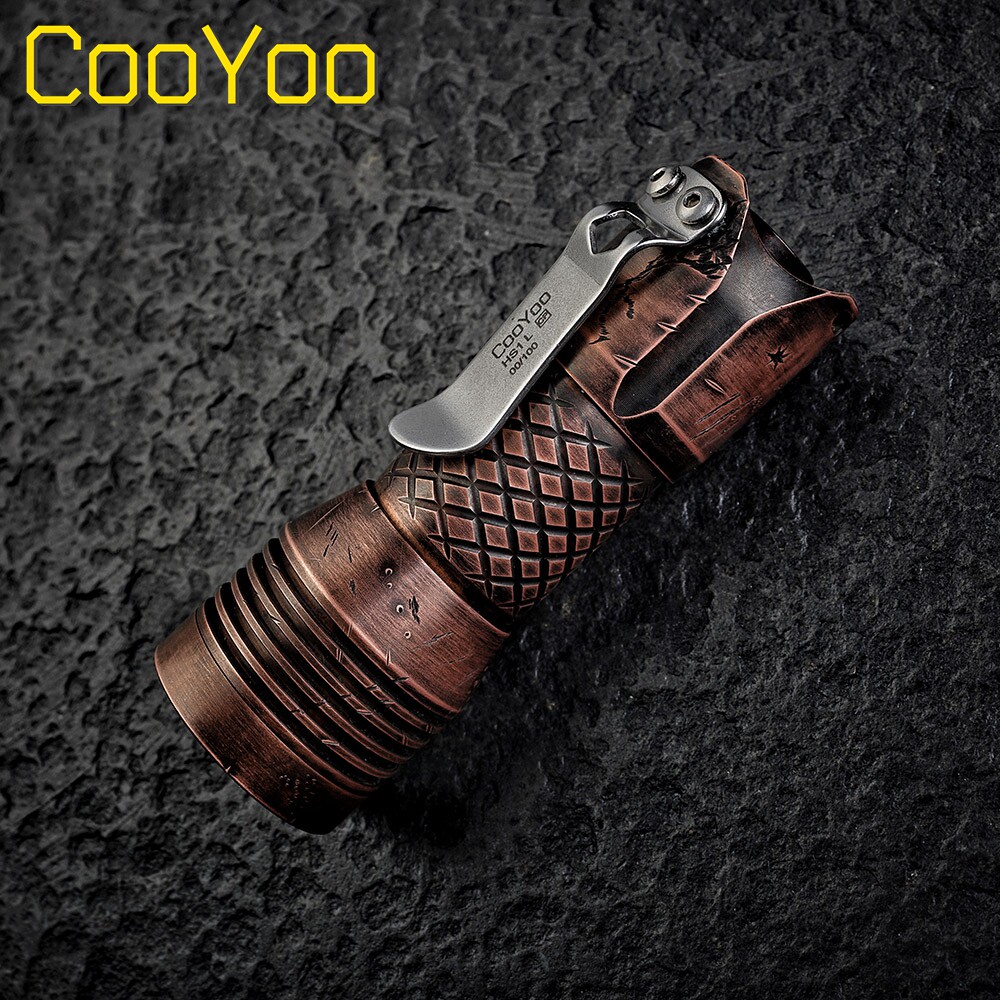 CooYoo酷友 正子紫铜刀痕版高亮强光LED手电限量防水战术户外随身