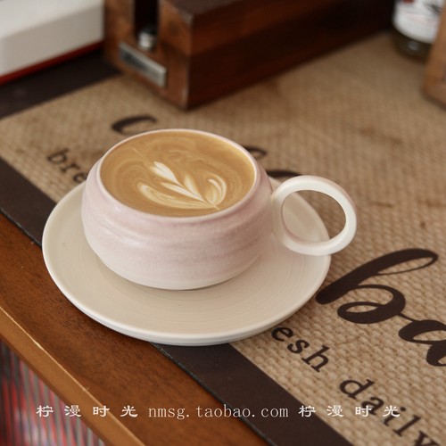 手作胭脂粉大耳朵杯碟280ml