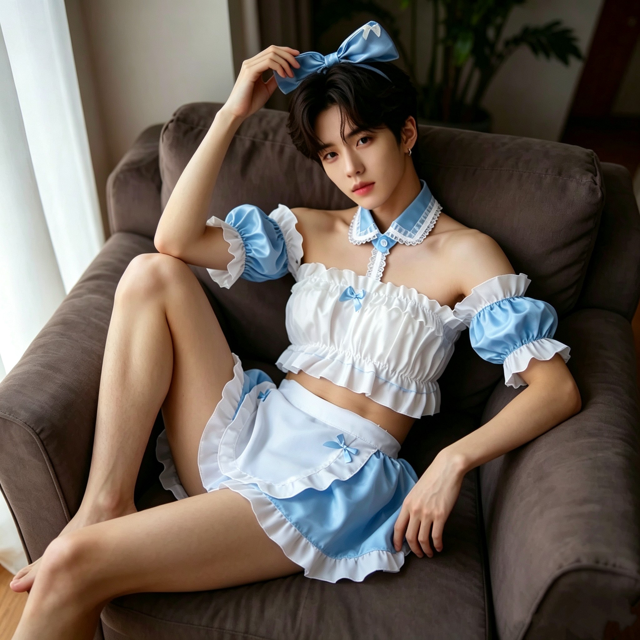 男款大码男仆套装可爱角色扮演伪娘围裙制服个性变装演出家居服饰