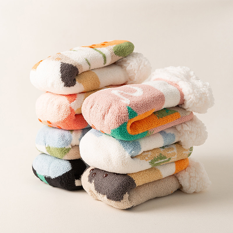 珊瑚绒袜子女加厚加绒冬天睡觉居家地板袜月子毛绒羊羔绒特厚防滑,女士内衣/男士内衣/家居服,中筒袜,淘宝优惠券,粉丝福利购,淘宝优惠卷