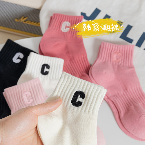 吸汗防臭春夏季女刺绣中筒袜