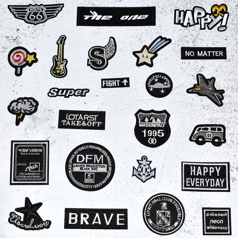 自粘黑色布贴衣服刺绣补丁贴包包鞋子装饰牛仔羽绒修补贴布补衣贴