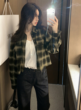 Partysu 韩国进口 官网直邮 2025冬  Alright  格子呢短款衬衫