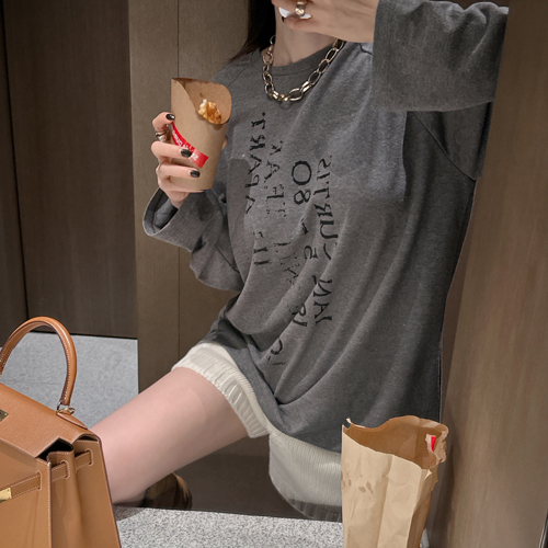 Partysu 韩国进口 官网直邮 2025冬 Number  圆领长袖T恤