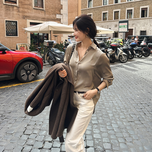 Partysu 韩国进口 官网直邮 2025冬  Avar优雅的丝质衬衫