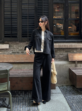 Partysu 韩国进口 官网直邮 2025秋 Stro 简约黑色牛仔裤