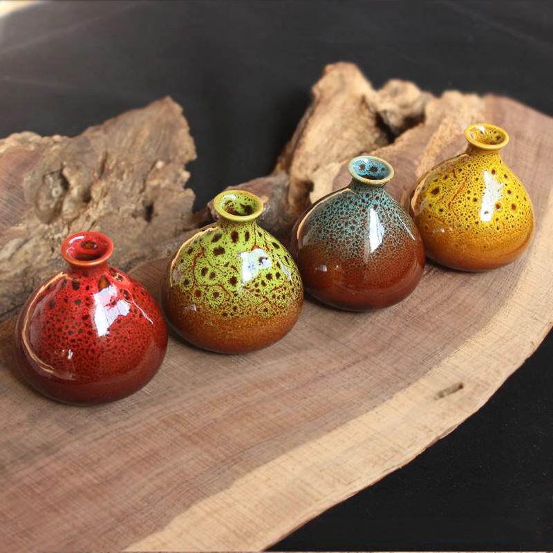 北欧陶瓷窑变花瓶干花插现代简约花器书房桌面居家水培瓶创意