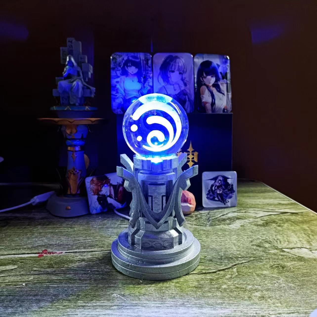原神小夜灯元素方碑摆件水晶树脂