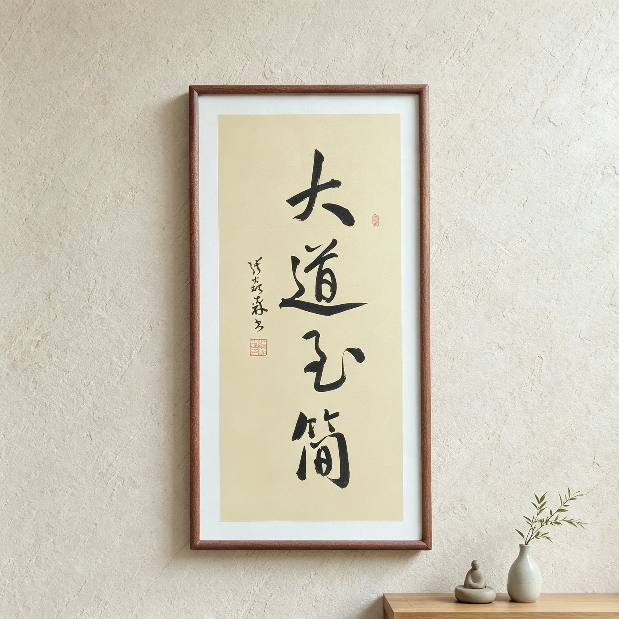 大道至简手写书法真迹行书作品书房禅意书画股民办公司挂画定制