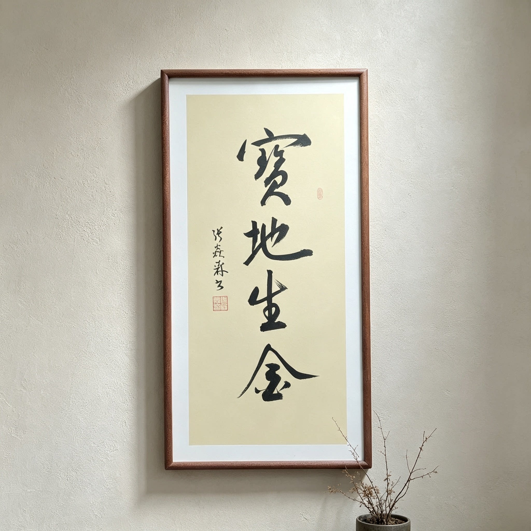 宝地生金手写书法行书作品书房客厅禅意书画公司办公室茶室挂画