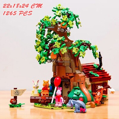 小熊维尼樱花树屋拼装积木玩具