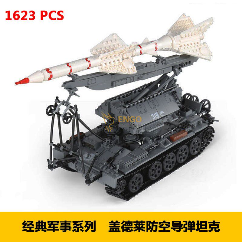 拼图拼搭军事防空导弹坦克高难度拼装中国积木模型男孩玩具06003